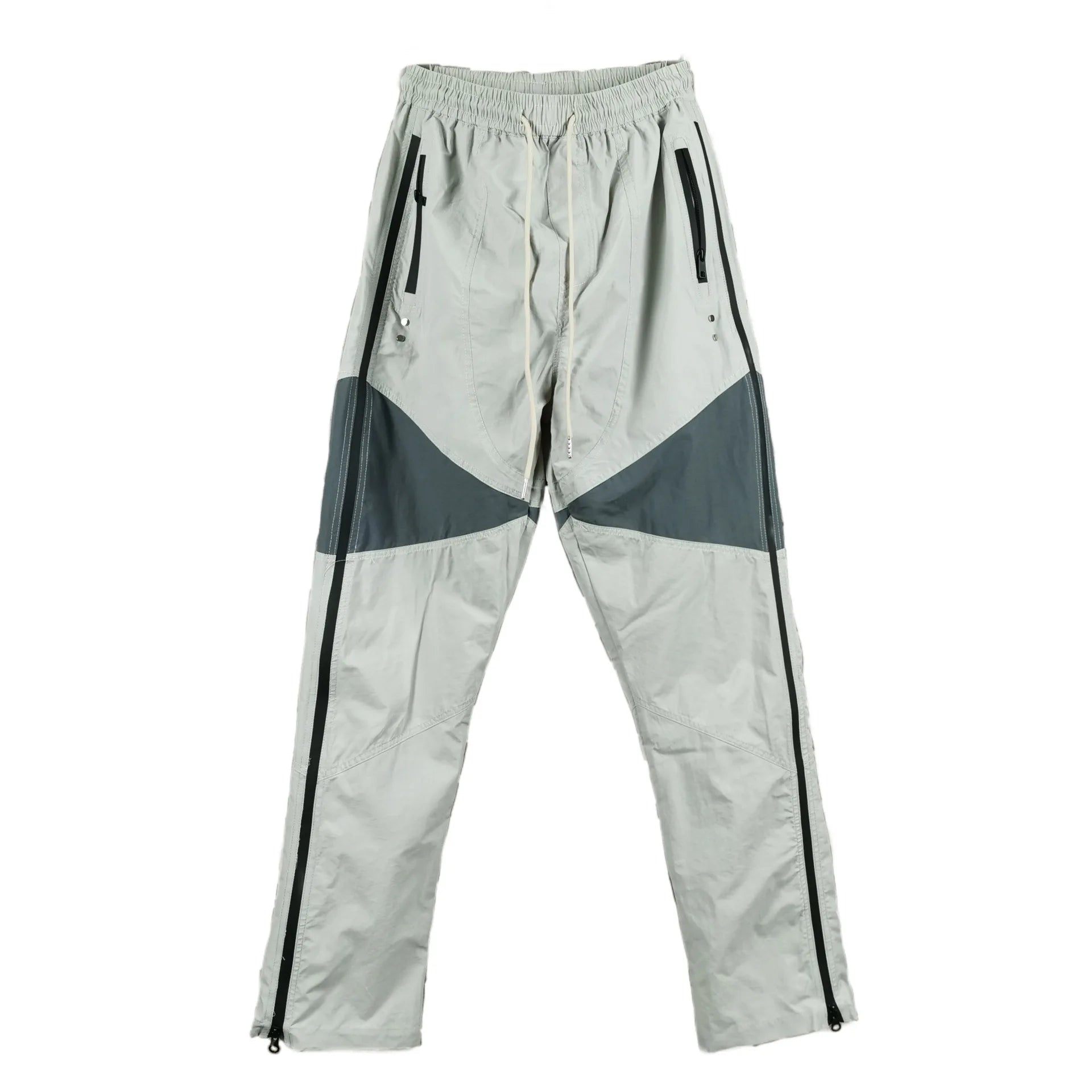 three dimensional adhesive zipper splicing functional patchwork cargo trousers mens high street vibe thin nylon cargo pants unique cargo style 1950