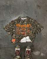 2024 New leaf decoration style alphabet print short sleeve men Y2k round neck irregular top Harajuku punk retro style shirt