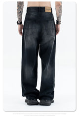 24Spring wash black ash straight tube baggy jeans