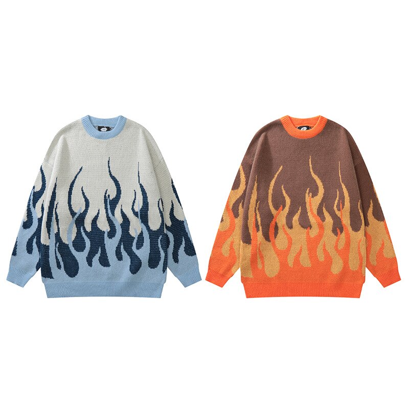 "Yellow Flame" Unisex Men Women Streetwear Graphic Sweater Daulet Apparel