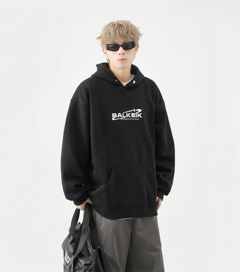 Aesthetic Zip Knit Outerwear – Winter Letter Embroidered Baggy Hoodies For Men Y2K Vintage Streetwear Hooded Sweatshirt Hip Hop Fashion Fleece Pullover Hoody | Zip Knit Drop #200