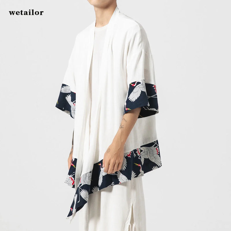 Japanese Kimono Cardigan Men Summer New Haori Samurai Kimonos Karate Streetwear Shirt Kimono Japones Mens Haori Yukata