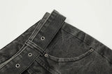 american high street vibe fashion splice jeans mens belt loose casual vintage wide leg straight denim baggy jeans pants trouser unique jeans style 1454