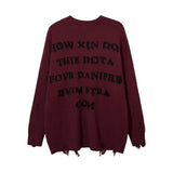 ripped goth women y2k men sweaters vintage black oversized knitted sweater harajuku anime fashion winter 2023 knit tops pullover unique limited edition hoodie, trendy hip hop style outerwear, Y2K vintage urban hoodie