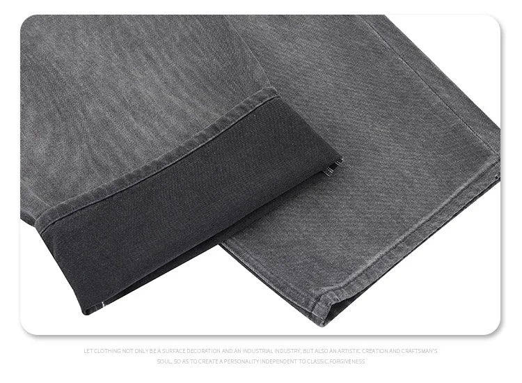 2024 autumn and winter new carbon ash wash worn jeans