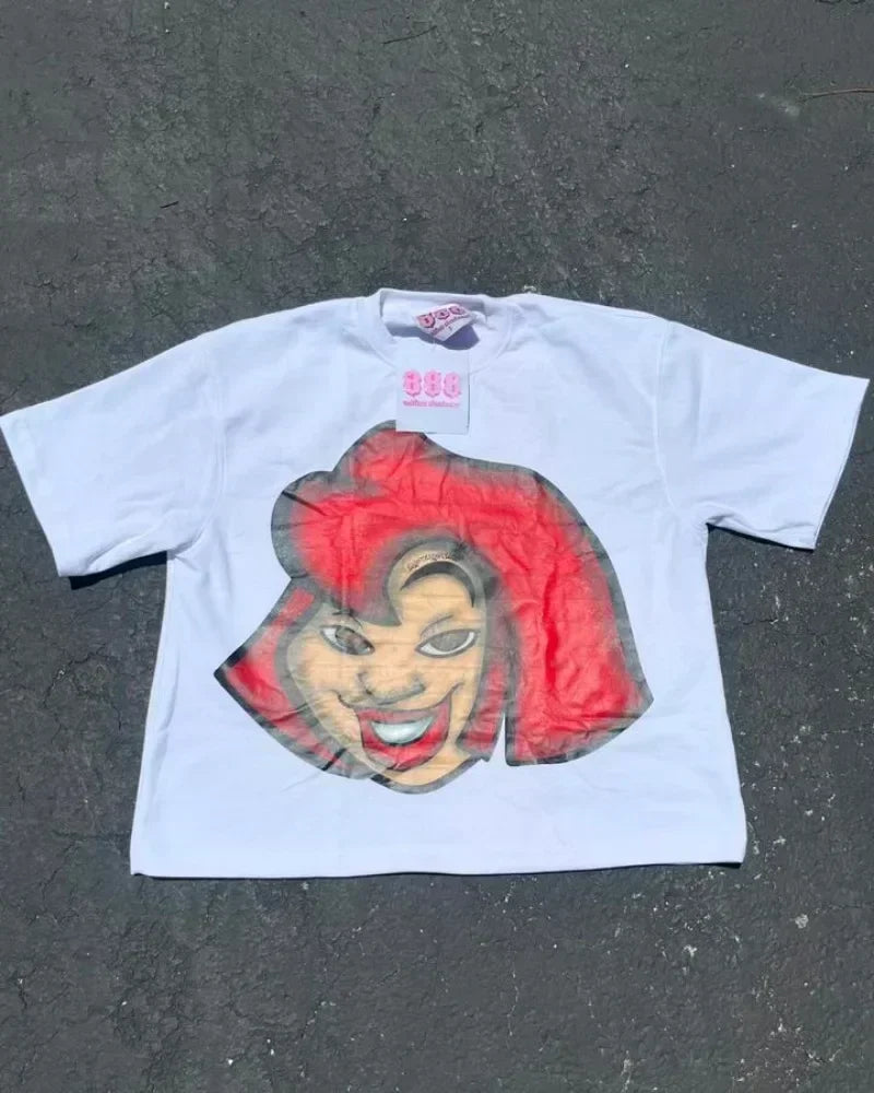 Harajuku y2k oversized t shirt vintage kanker sisters graphic t shirts top hip hop streetwear american gothic women clothing