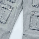 2024 multi pocket jeans vintage mens harajuku cargo denim pants retro hip hop straight loose jean pants utility cargo pants