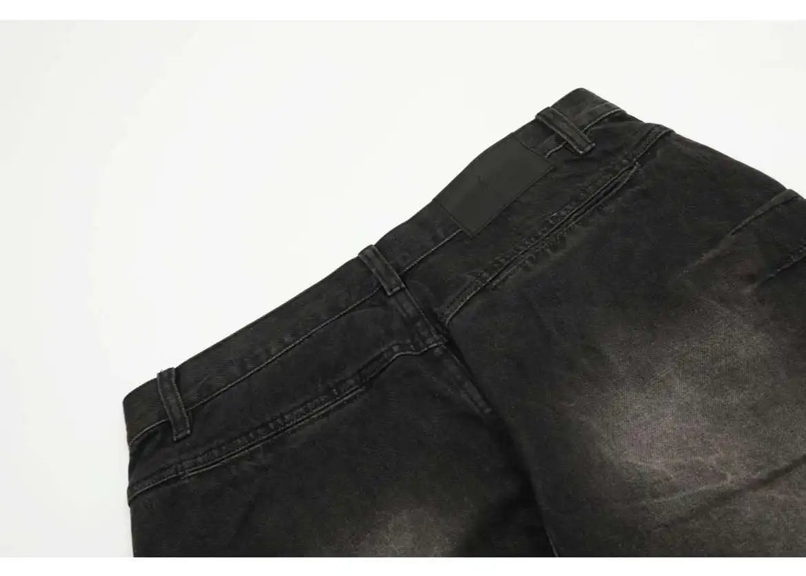 hip hop american trend retro straight leg washed denim jeans spring and autumn high street couple loose wide leg casual pants unique jeans style 622