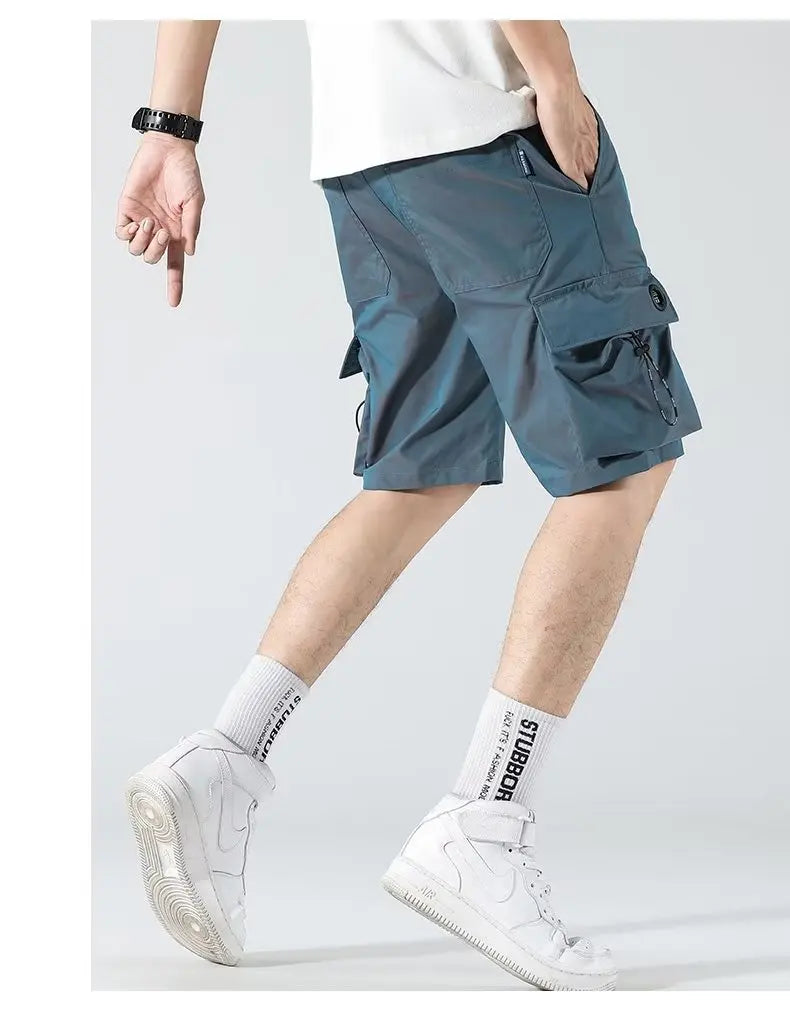 reflective hip hop shorts men harajuku casual night club light shiny short pants men shorts hip hop 2024 summer streerwear summer street shorts