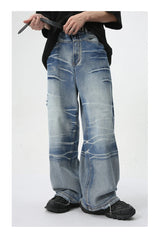 vintage blue baggy jeans man loose straight denim pants harajuku hip hop jeans trousers men unique jeans style 696