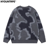 fashion contrast color knitted sweater unisex harajuku sweater casual letters pullover streetwear loose sweaters jumper knitwear urban wear with bold artwork, streetwear fashion hoodie, high quality cotton pullover