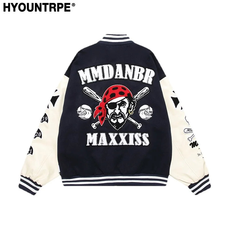mens bomber baseball jacket coats casual patchwork pu leather single buttons fashion embroidery streetwear hip hop loose jack - variant style 8ba2e6 for streetwear fashion