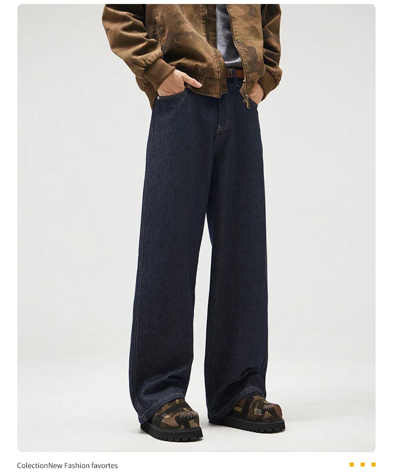 classic primary color jeans mens loose casual straight cleanfit fashion denim jeans pants man streetwear jeans trousers unique jeans style 1965