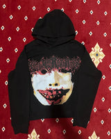 Y2K American Street Fashion Anime Letter Graffiti Print Oversized Hood