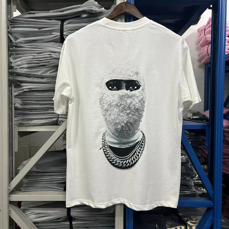 Glitchcore Fashion – High Quality Ih Nom Uh Nit T Shirt Masked Men Letter Printin – Urban Streetwear for Men & Women