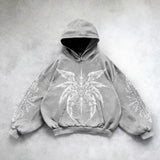 Gothic Retro Oversized Graphic Print Black Hoodies Loose Harajuku Long