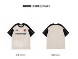 Glitchcore Graphic tee – American Retro National Trend Letter Printed Suede Short Sle