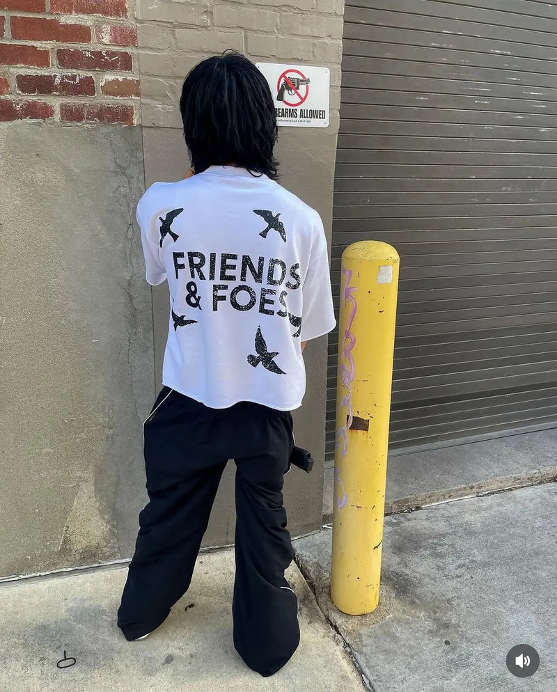 Glitchcore Design – American Letter Print Graphic T Shirts Vintage New – Edgy Streetwear for All Genders