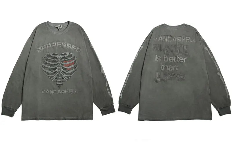 Skatercore Oversized shirt – Hip Hop Gothic Oversized T Shirts Streetwear Vintage Skull G