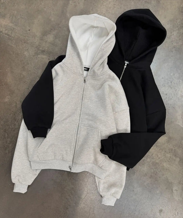 Streetwear Casual New White Zip Up Hoodie Fashion Sports Mens Womens L
