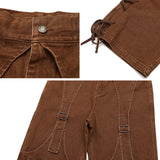 2023 cool design bandage pockets vintage brown baggy men cargo jeans pants y2k hip hop women cotton long trousers pantaloni uomo multi-pocket cargos