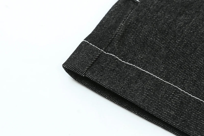 high street embroidery casual over knee summer jeans shorts mens wide leg baggy y2k denim short oversized five point pants unique jeans style 3559