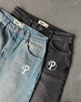 baggy jeans men and women retro harajuku hip hop high waist wide leg trouser y2k new protect jeans letter embroidery washed blue unique jeans style 2532