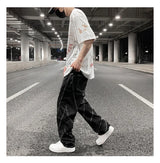 fashion design lines denim jeans mens zipper loose straight trousers hip hop new casual streetwear pants joggers baggy jeans unique joggers style 1454