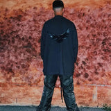 Y2k Tribal flame – Kanye White Pigeon Washed Old Vintage Loose Sleeve Round Nec