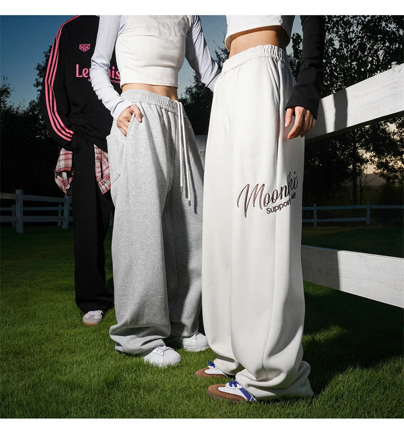american fashion letter hip hop wide leg pants mens y2k streetwear baggy straight pantalones hombre new gym sports trousers unique default style 524