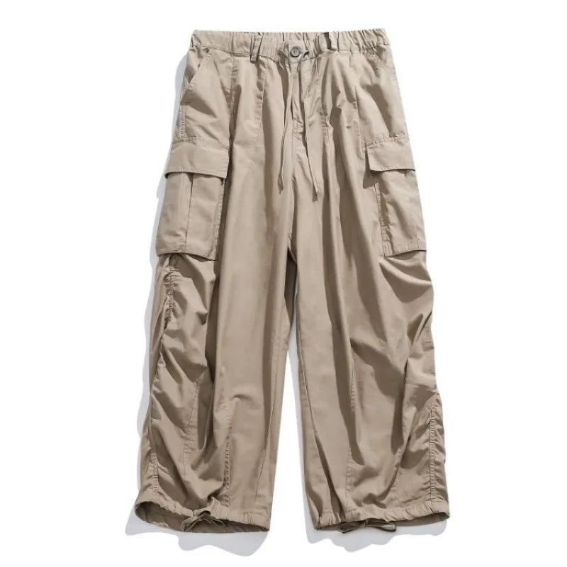 japanese street mens 3 piece set multi pocket camping vest solid cargo shirt side pockets casual pants suit couple trend set unique cargo style 4635