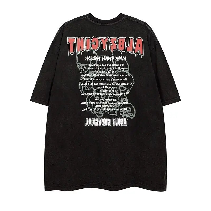 Gothic Graphic tee – American Retro Loose Washed Ins Short Sleeved T Shirt For Me