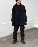 Undermycar 2023 New Worn Out Heavy Work Durable Splice Extra Large Loose Plaid Shirt with Black and Red Plaid