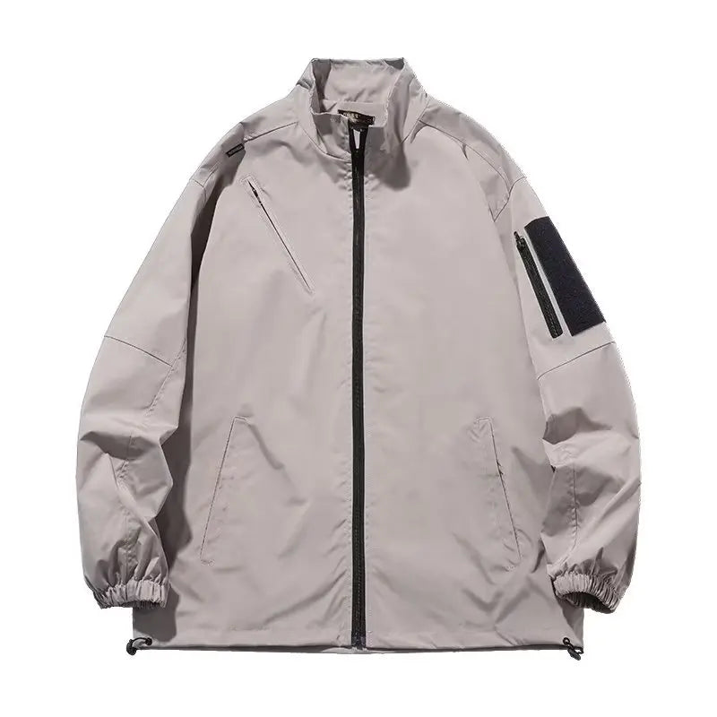 Outdoor Mens Charge Jacket Retro Loose Stand Collar Waterproof Tooling