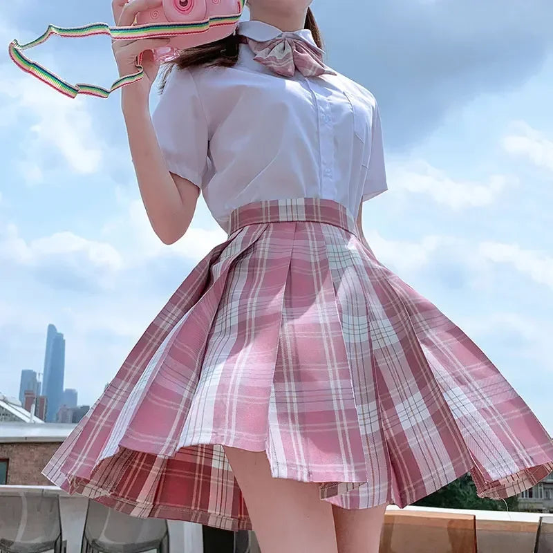 Jk Uniforms Gyaru School Uniform for Girl Student Pleated Skirt Uniform Set Women Short Sleeve Bow Tie Seifuku Japanese Style