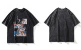 Harajuku Oversized Shirt – Distressed Oversize T Shirt Streetwear Japanese Anime Eyes P – Urban Streetwear for Men & Women
