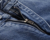 2024 new fashion blue pockets jeans for men and women streetwear casual cargo pants washed solid color denim trousers oversized utility cargo pants