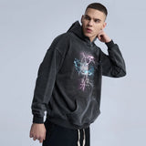 anime chrome print featuring rainbowtouches washed hoodie mens high street fashion skull graphic hoodies hip hop anime style coat unisex superior quality