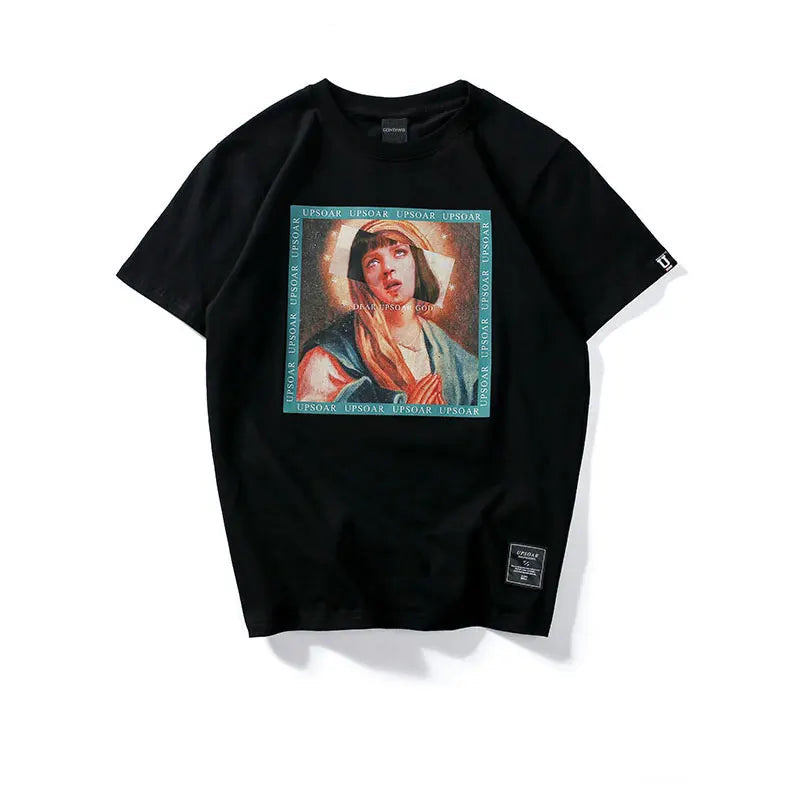 Y2K Graphic Tee – Gonthwid Virgin Mary Mens T Shirts 2023 Funny Printed – Modern Streetwear for Everyone