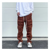 mens high street loose fit elastic waist pants winter warm fleece pants bottons hip hop drawstring sportwear sweatpants joggers unique joggers style 3053