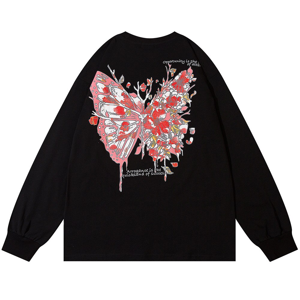 "Red Butterfly" Unisex Men Women Streetwear Graphic Sweatshirt Daulet Apparel