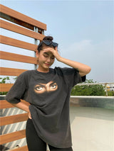 grunge graphic tee featuring vintage retro style old school mjs eye printing high street t shirt tops