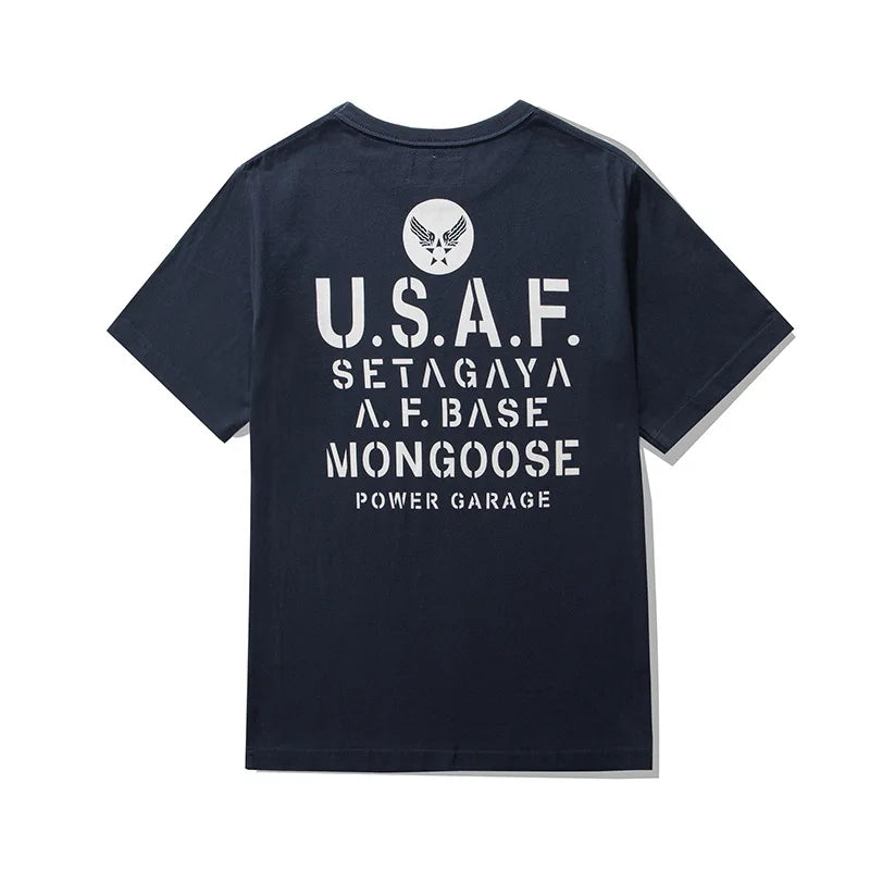 Y2k Oversized shirt – Amekaji Vintage Printed T Shirt Men 2023 Spring Summer New M