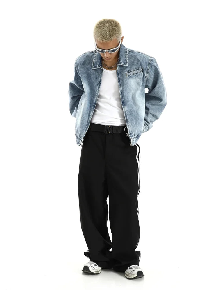 wide shoulder harajuku denim jacket coat mens fashion hip hop distressed washed jeans outerwear casual streetwear jackets blu - variant style 25c84c for streetwear fashion