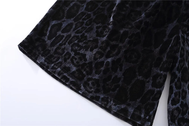 Harajuku Vintage t-shirt – Velvet Leopard Short Sleeve T Shirt Short Sets Summer Mens H
