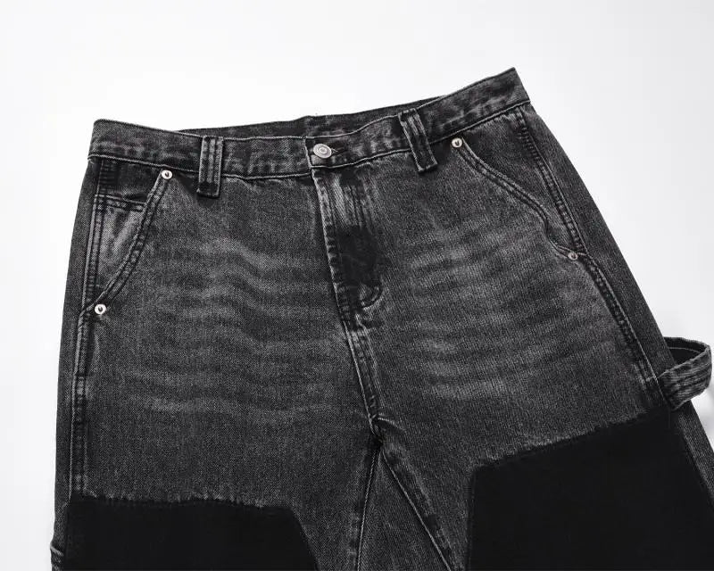 retro washed denim mens jeans pants fashion graffiti patchwork loose biker black jeans streetwear hip hop casual straight pants unique jeans style 5258
