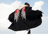 back wing embroidery denim jacket coat mens fashion hip hop harajuku jean coats outerwear casual streetwear jeans baggy jacke - variant style 41c264 for streetwear fashion