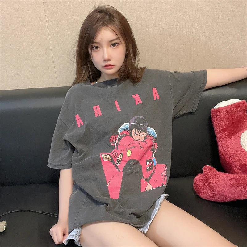 Vaporwave Aesthetic print tee – 2024 Summer New High Street Graphic T Shirts Men Japanese Vi