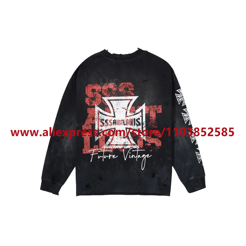 2024 Autumn Vintage American Heavy Weight Oversize Long Sleeve T Shirt