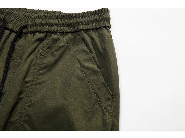 multi pocket mens wide leg straight cargo pants korean fashion track pants male casual loose mopping trousers four seasons unique cargo style 1034